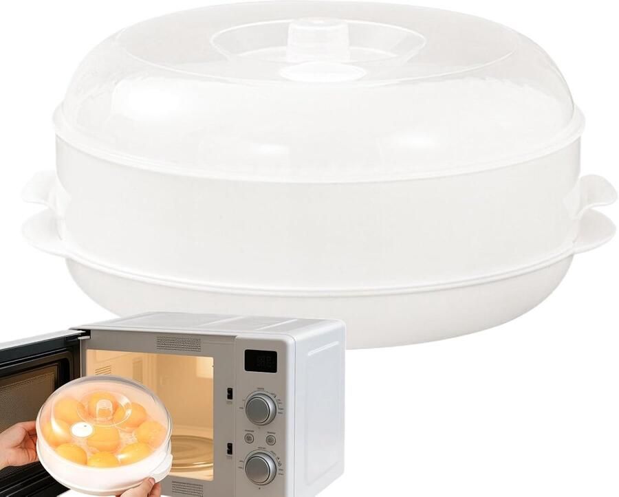 Magnetron Stomer Stapelbare Kom Gezond Koken Gelijkmatige Stoom 22 x 12 cm Wit