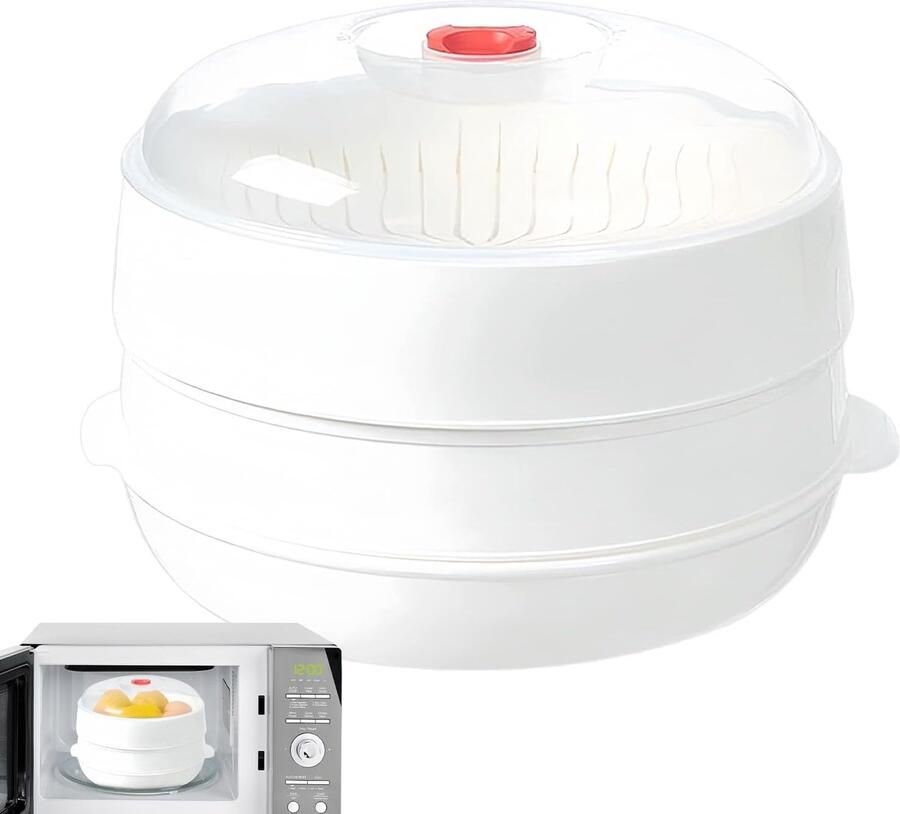 Magnetron Stoomkoker Stoomschaal Deksel Gezond Koken Hittebestendig Materiaal 25x25x16 cm Transparant