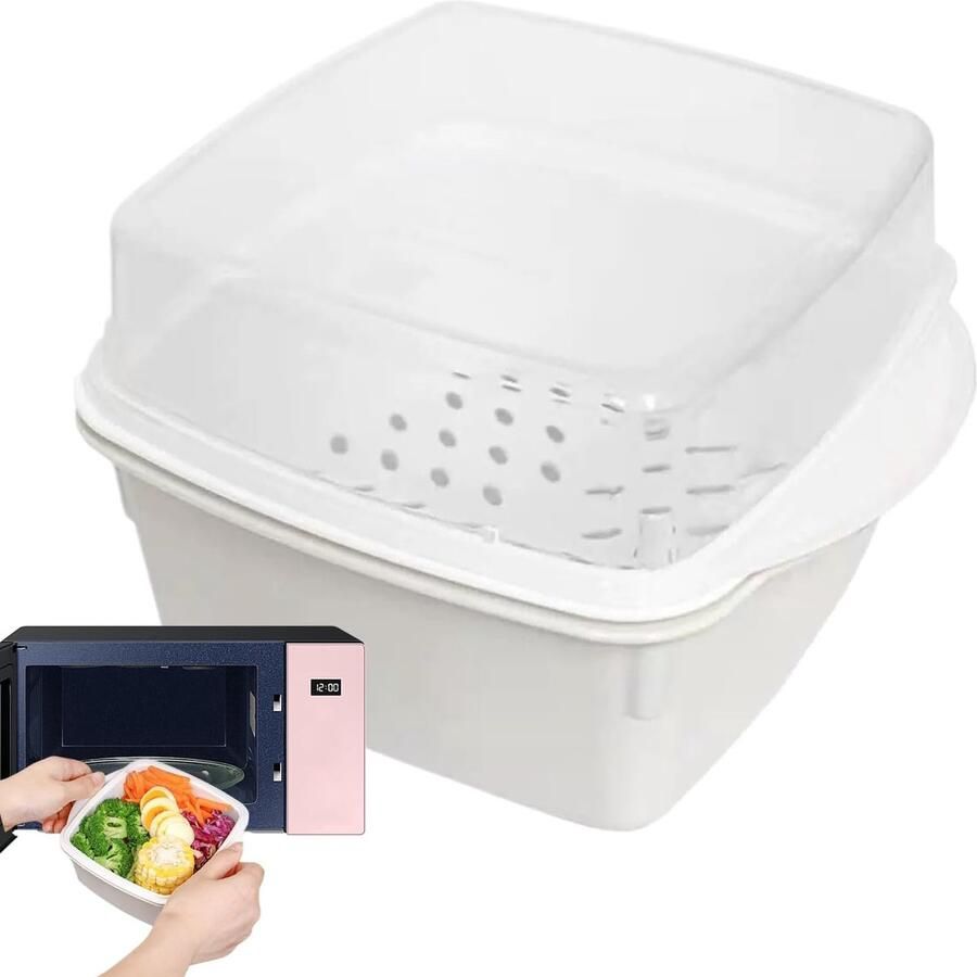 Magnetron Stoombak Voedselcontainer Stomer Gezond Koken Behoud Smaak Voedingsstoffen 16.5 x 12 x 10 cm