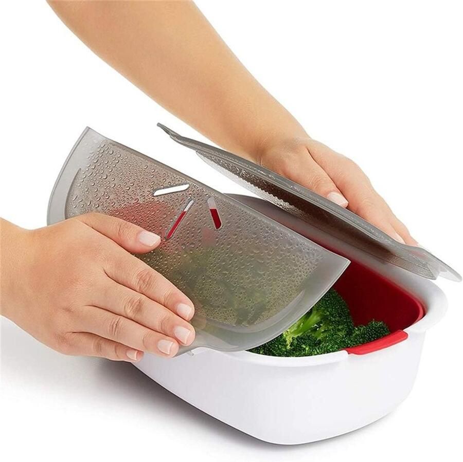 Magnetron Stoomboot Voedsel Container Gezond Koken Met Stoommand 29 x 22 x 9 cm Wit
