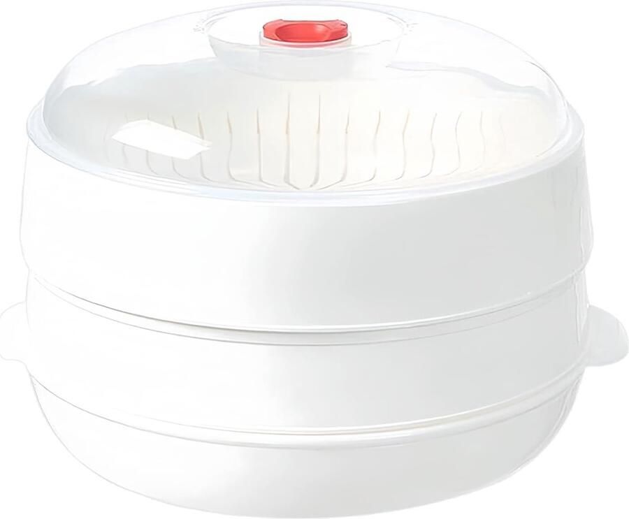 Magnetron Stoomkoker Dubbele Verdieping Gezond Koken BPA-Vrij Ontwerp 19 cm Breed Transparant