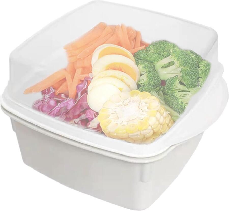 Stoompan Magnetron Stoomkoker Gezond Koken Gelaagd Ontwerp 15.4 x 13.2 x 7.8 cm Wit