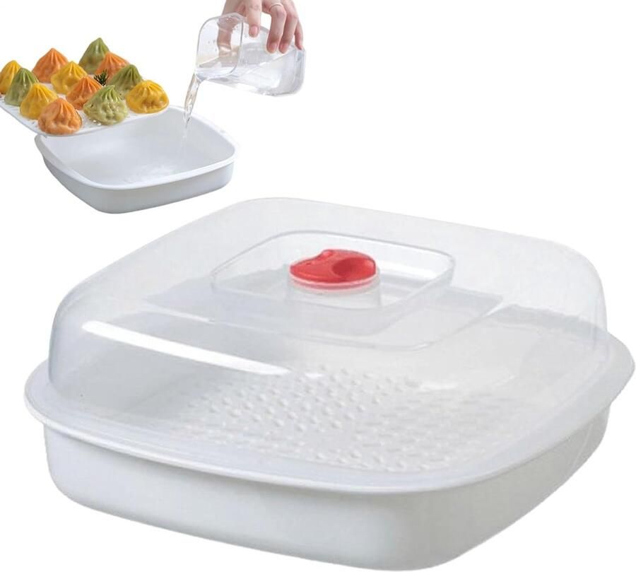 Magnetron Stoomkoker Stoommand Gezond Koken Gelijkmatige Warmte 21 cm Wit