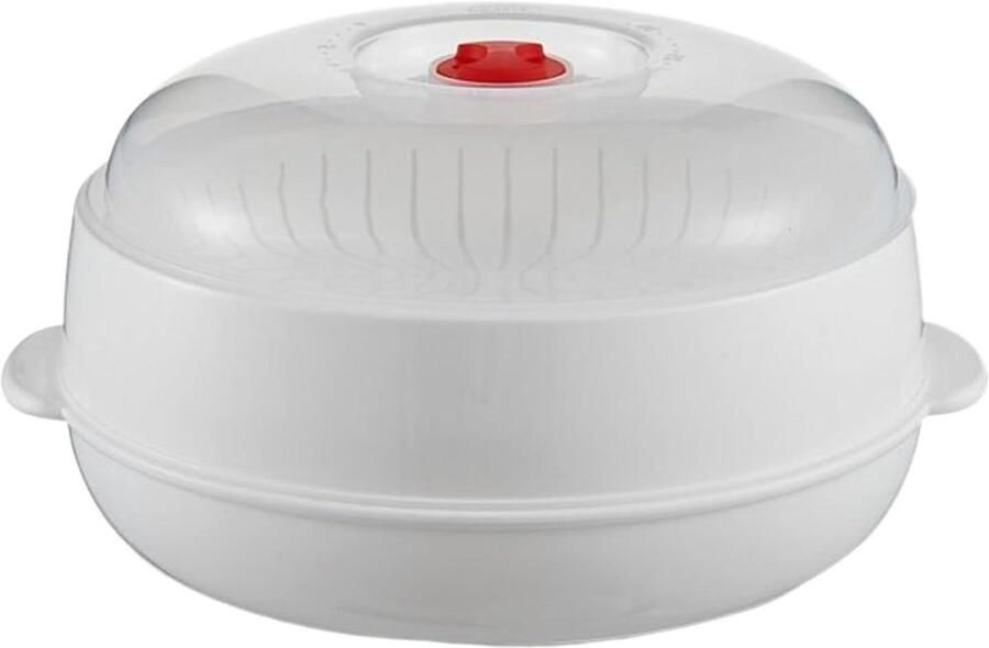 Magnetron Stoomkoker Stoompan Deksel Snel Koken Afneembaar Stoomontwerp 24.5 cm Wit