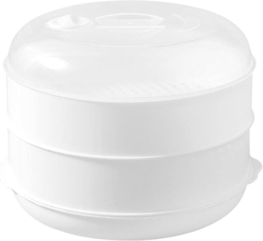 Magnetron Stoomkoker Stoompan Gezond Koken 3 Niveaus Stapelbaar 23 cm Wit