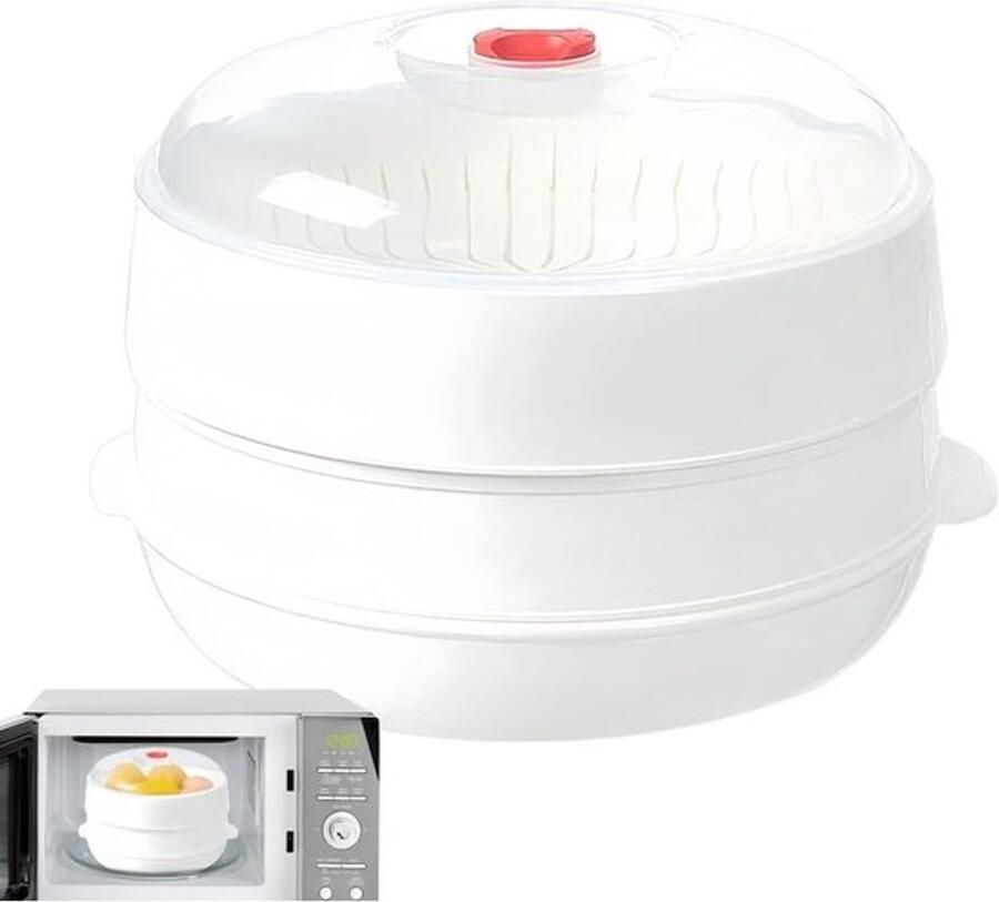 Magnetron Stoomkoker Stoomschaal Deksel Gezond Koken Hittebestendig Materiaal 25x25x16 cm Transparant