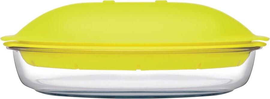 Magnetron Stoomkoker van Glas met Deksel Geel 1.8 Liter