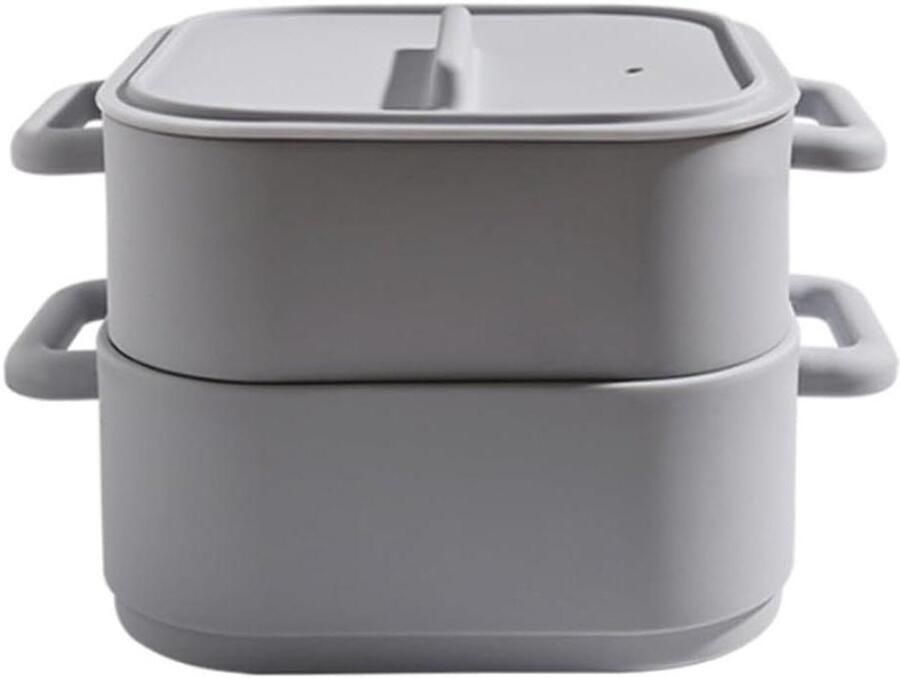 Magnetron Stoomkommen Keuken Containers Gezond Koken Hittebestendige Handgrepen 2 stuks Grijs