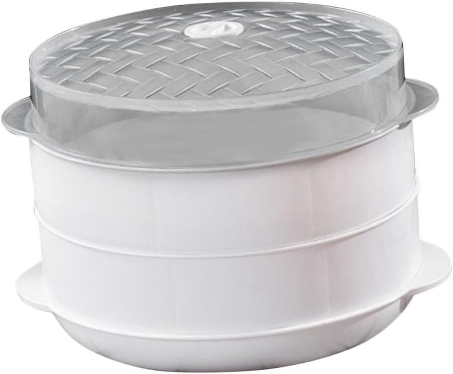 Magnetron Stoommand Groente Stomer Gezond Koken Dubbel Laags Ontwerp 25 x 22 x 17 cm Wit