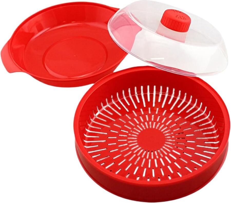 Magnetron Stoompan Dubbele Laag Gezond Koken Hittebestendig Materiaal 21x21x18cm