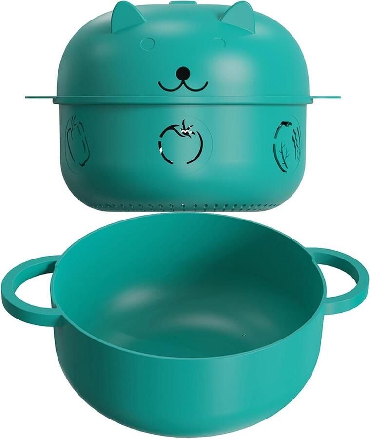 Magnetron Stoompan Groente Stomer Gezond Koken Met Deksel Rond Groen