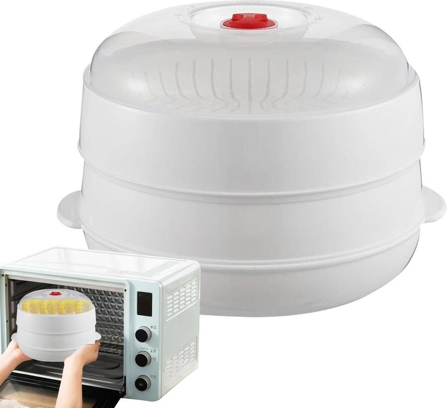 Stoompan Magnetron Kookpan Stoom Groenten Stomen Transparant Deksel Dubbellaags Transparant