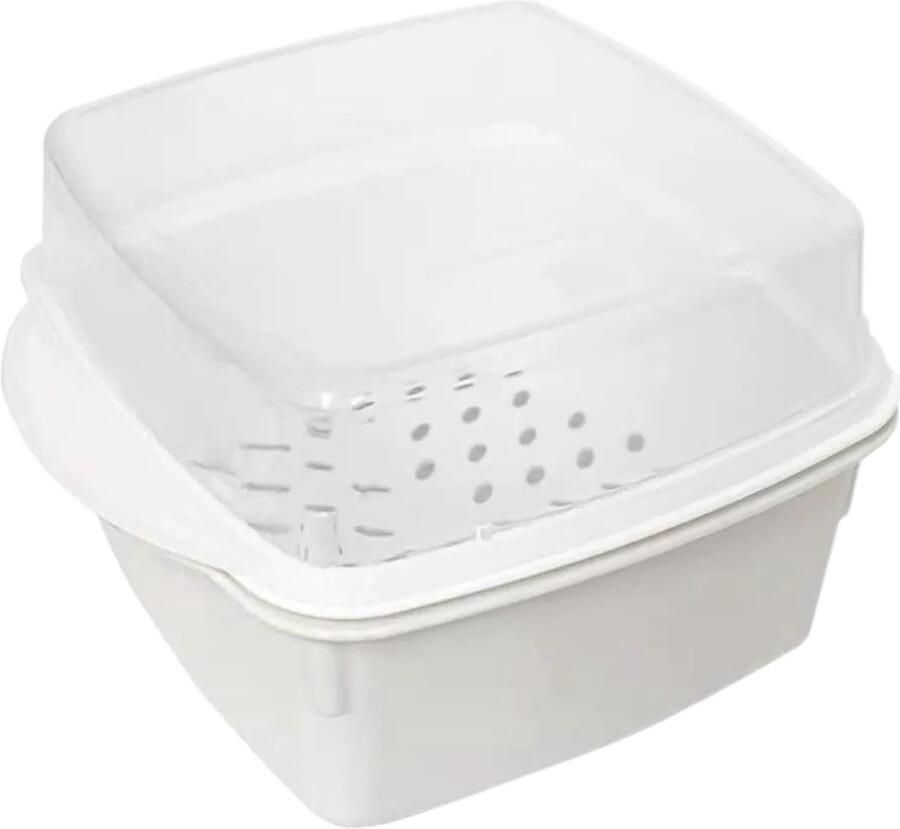 Magnetron Stoompan Groente Vis Gezond Koken BPA-vrij Materiaal 16 cm Wit
