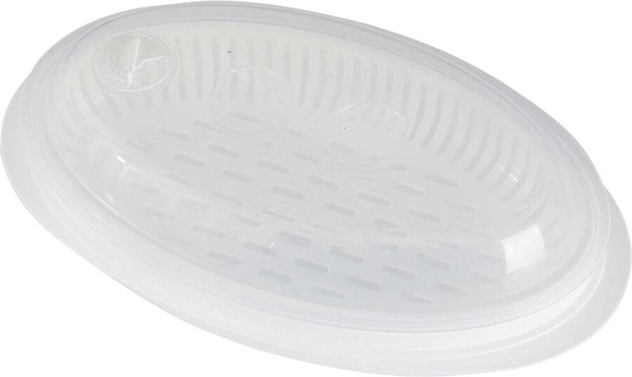 Magnetron Stoompan Vis en groente Gezond Koken Met ademend gat 18x32x10 cm Transparant - Foto 1