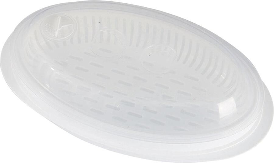 Magnetron Stoompan Vis en groente Gezond Koken Met ademend gat 18x32x10 cm Transparant