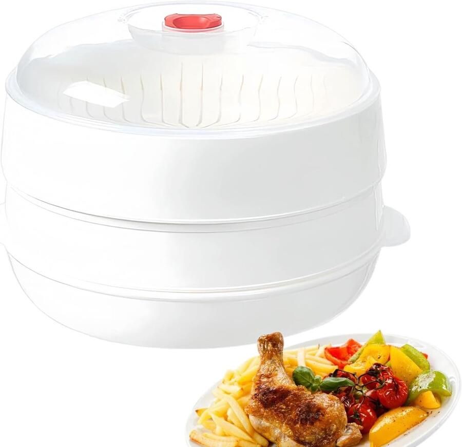 Magnetron Stoompan Hittebestendig Deksel Gezond Koken Gelijkmatige Warmte 24.5 x 19.3 cm Transparant