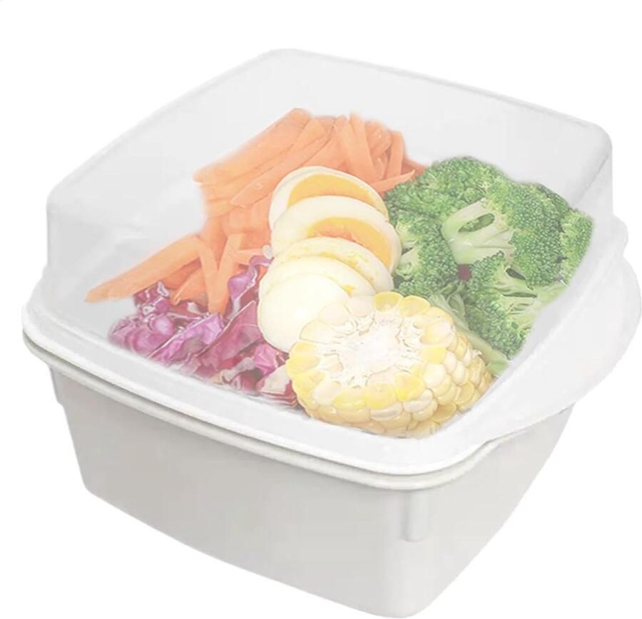 Magnetron Stoompan Kookcontainer Set Snel Groenten Koken Behoudt Voedingsstoffen 165 x 12 x 10 cm Wit