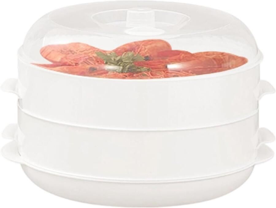 Magnetron Stoompan Kookkom Container Maaltijden Opwarmen Stapelbaar Ontwerp 22 x 16.5 cm Dubbellaags