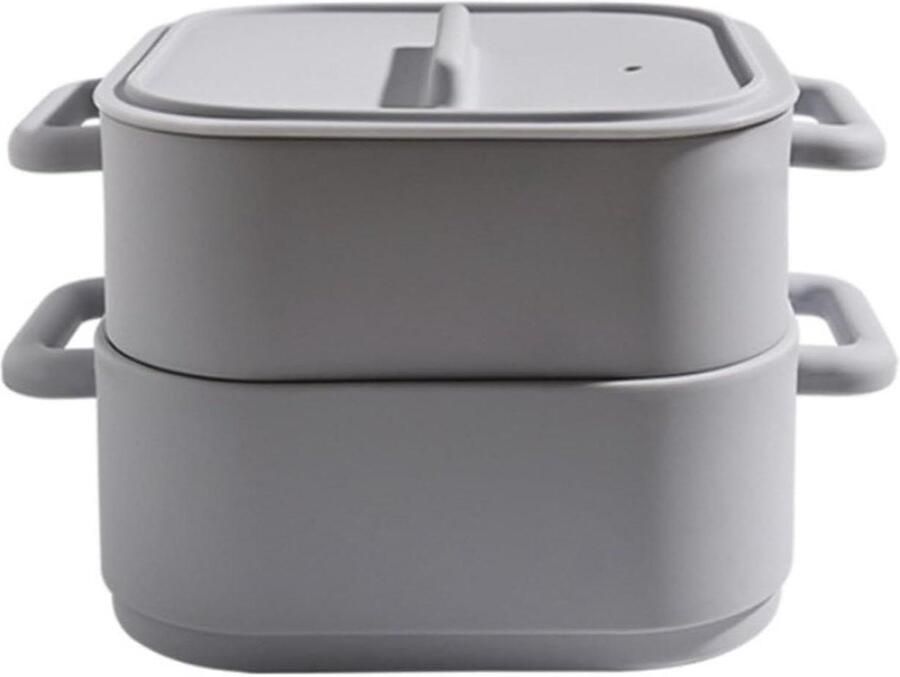 Magnetron Stoompan Kookkom Stomer Gezond Koken Hittebestendig Siliconen 22 x 17 x 14 cm Grijs