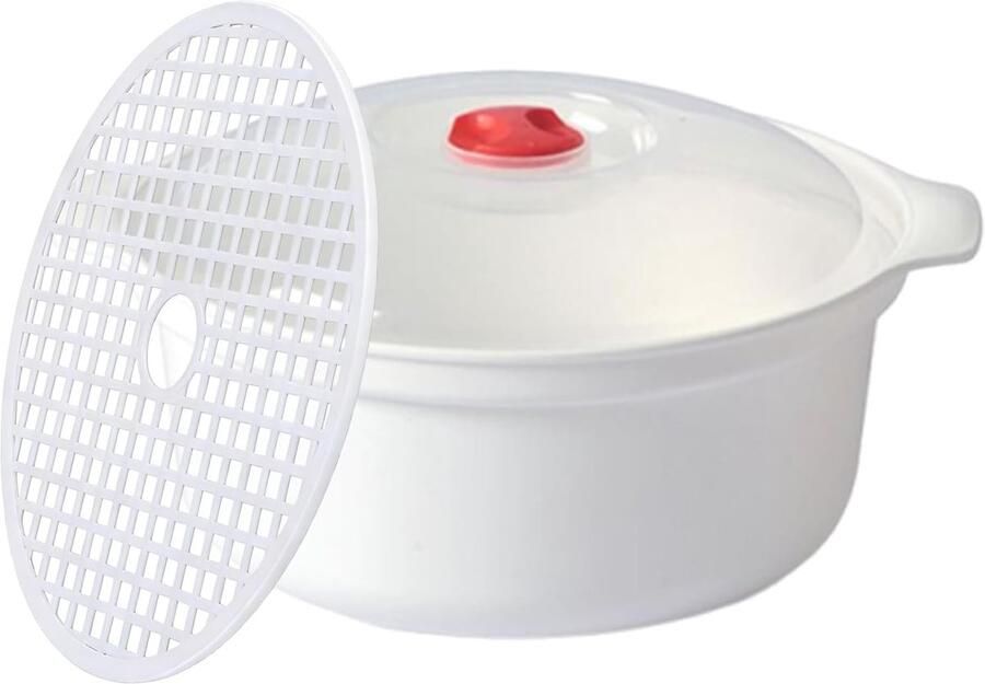 Magnetron Stoompan Kookkom Stomer Snelle Maaltijden Antislip Handgrepen 25cm Diameter