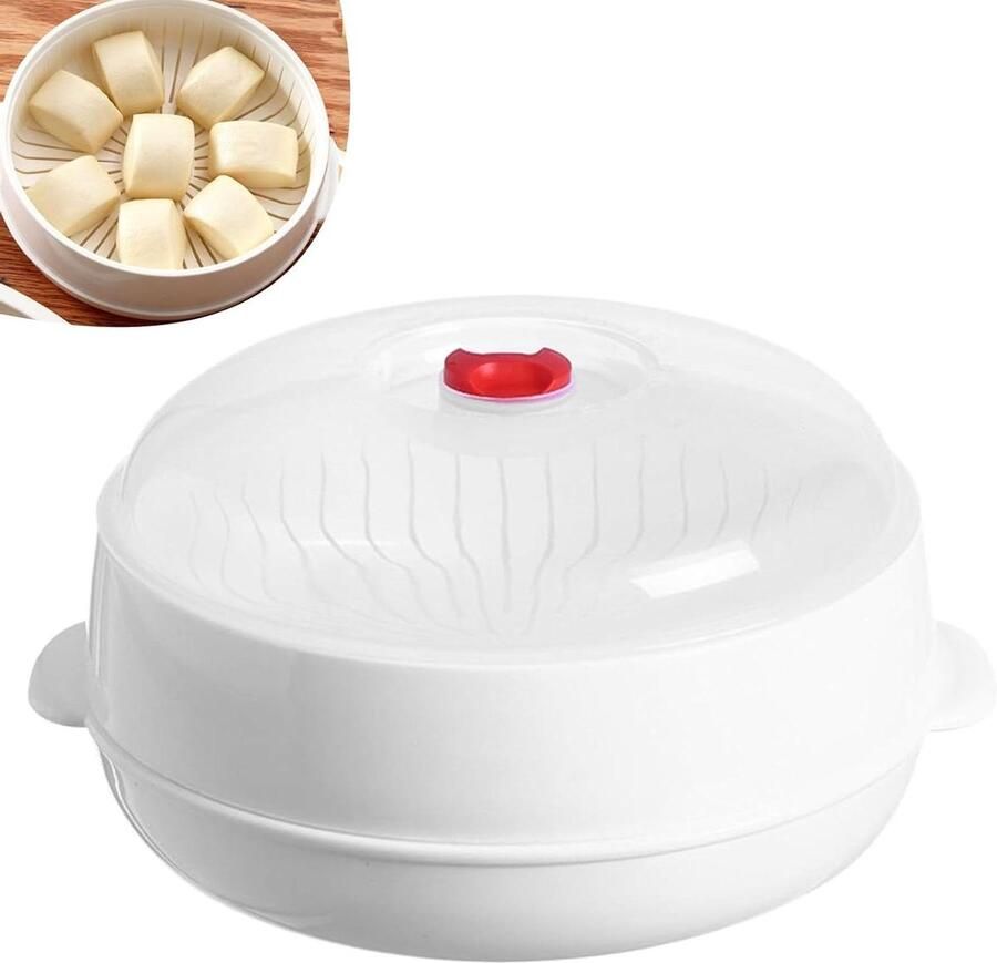Magnetron Stoompan Kookmand Gezond Koken Ventilatie Deksel 25x25x14 cm Wit