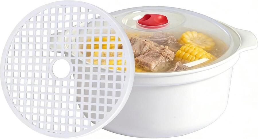 Magnetron Stoompan Kookpan met deksel Snel maaltijden bereiden Antislip anti-verbrandingsgreep 25 cm breed Meerkleurig