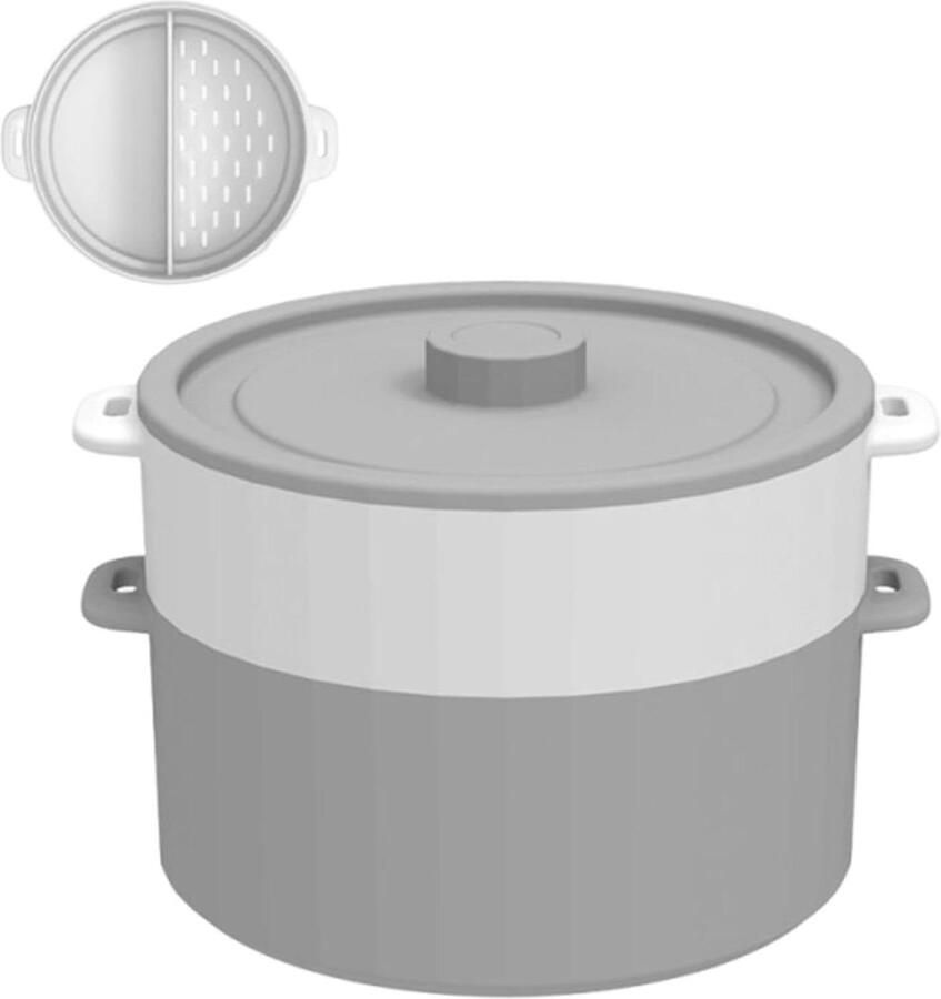 Magnetron Stoompan Opvouwbare Kom Gezond Koken Dubbellaags Ontwerp 18.8 x 12.5 cm Grijs