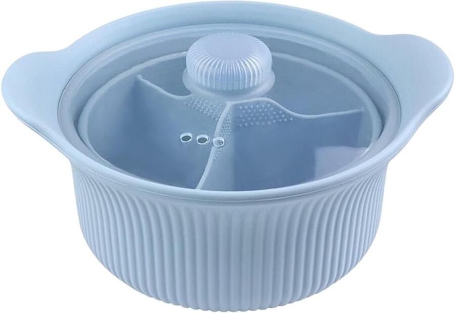Magnetron Stoompan Siliconen Pan Gezond Koken Voorkomt Smaakvermenging 23 cm Blauw