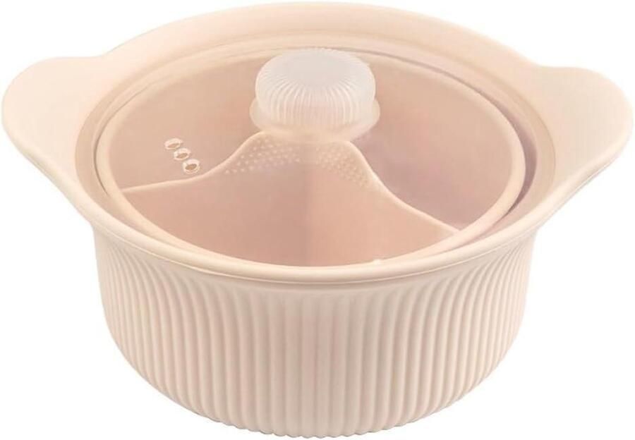 Magnetron Stoompan Soeppot Stomer Snel Groenten Koken Behoudt Voedingsstoffen 25 x 22 x 10 cm Beige
