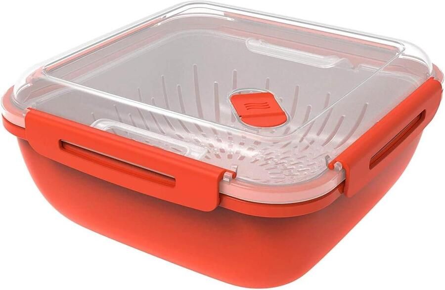 Magnetron Stoompan Stoomboot met zeef Gezond Koken BPA-vrij Kunststof 1.7 Liter Rood Transparant