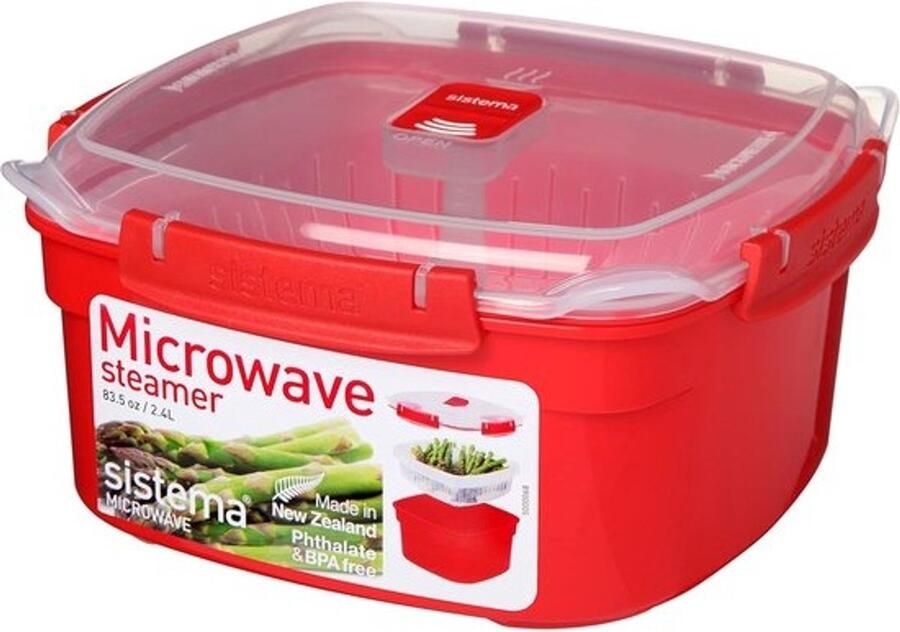 Magnetron Stoompan Stoomkoker Bak Snel Groenten Koken Uitneembare Kookplaat 24 Liter Rood
