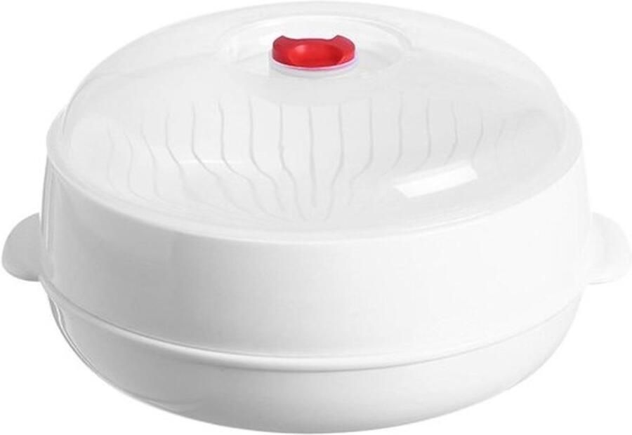 Magnetron Stoompan Stoomkoker Gezond Koken Compleet met Lade 20 cm Diameter Wit