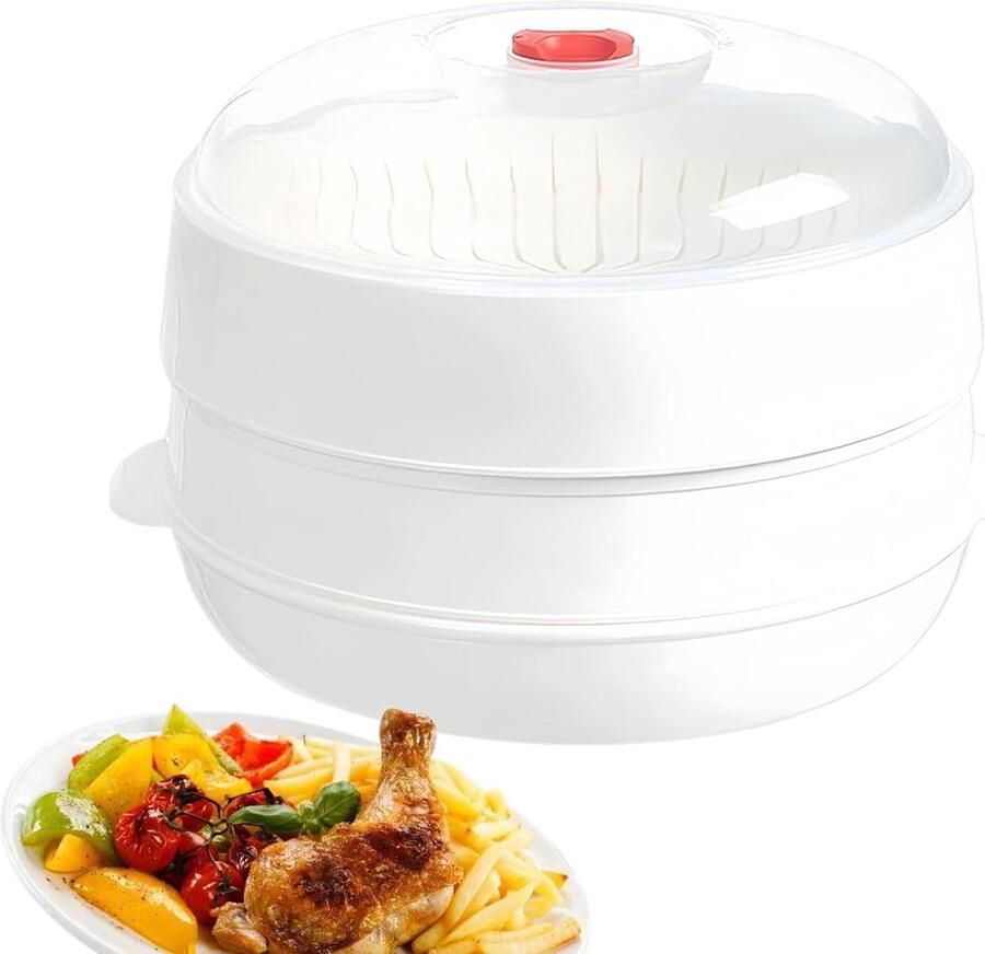Magnetron Stoompan Stoomkoker Groenten Gezond Koken Dubbel Verdikt Ontwerp Circulair Transparant