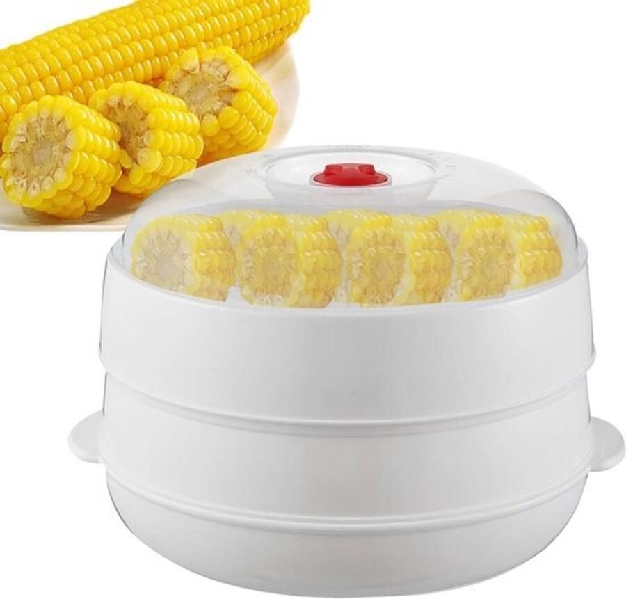 Magnetron Stoompan Stoomkoker Groenten Snel Koken Transparant Deksel Inclusief Bakje Wit