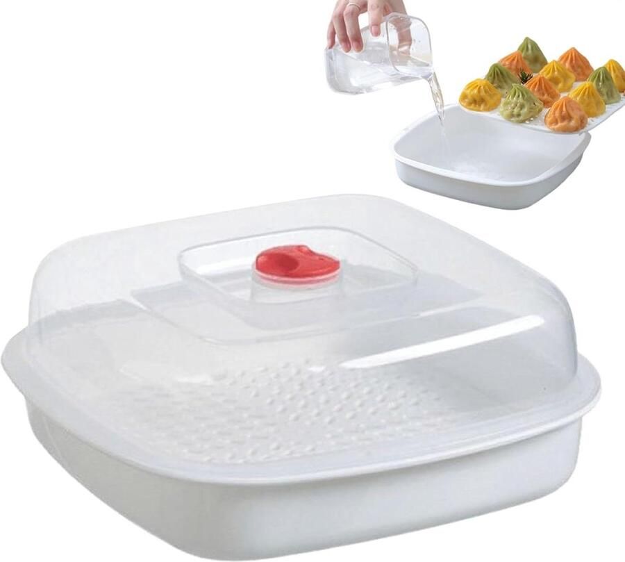 Magnetron Stoompan Stoomkoker Kom Gezond Koken Gelijkmatige Warmte 20.8 cm Wit