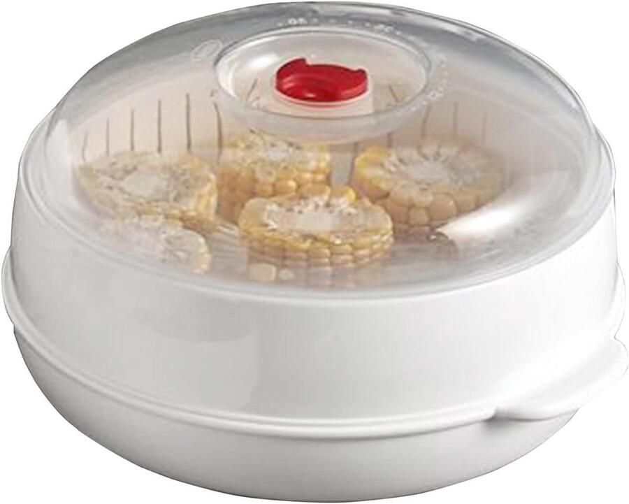 Magnetron Stoompan Stoommand met deksel Gezond Koken Veilig Handvat 24.5 cm Wit
