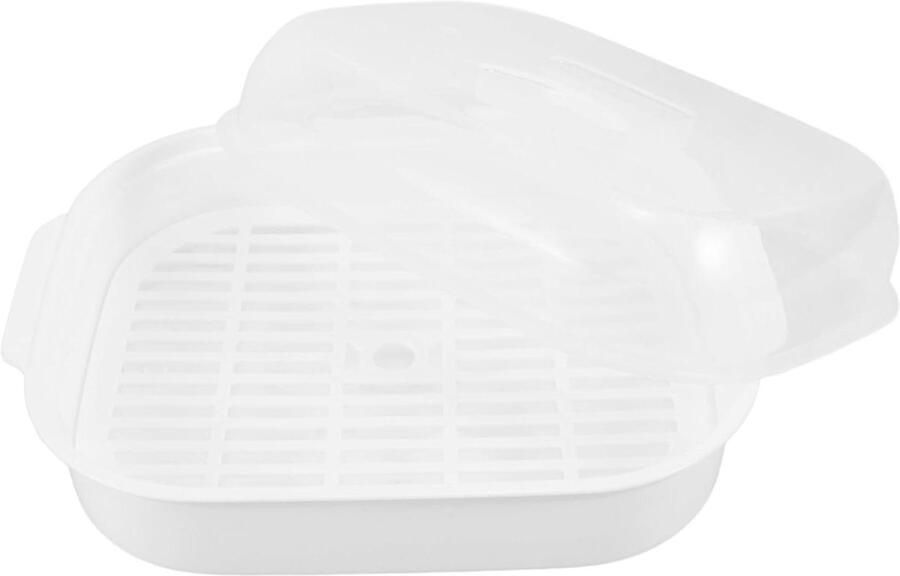Magnetron Stoompan Voedselcontainer Deksel Gezond Koken Natuurlijk Smaakbehoud 26x18x10 cm Transparant