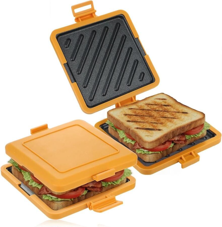 Magnetron Toastie Maker Sandwich Grill Snel Lunchen Dubbele Platen 13 x 30 x 13 cm Oranje