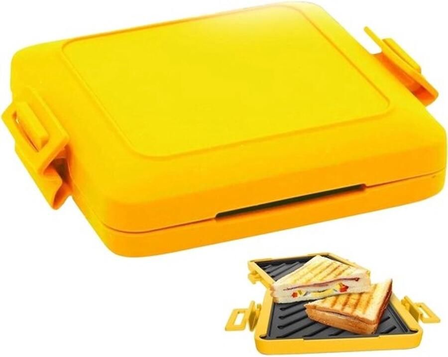 Magnetron Toastie Maker Sandwich Grill Snelle Lunch Maken Vaatwasmachinebestendig 18 x 14 cm Geel