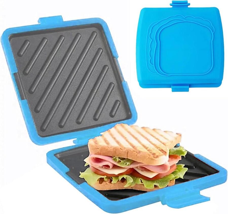 Magnetron Toastie Maker Sandwich Maker Snelle Snacks Maken Geen Elektriciteit Nodig 18 cm Blauw