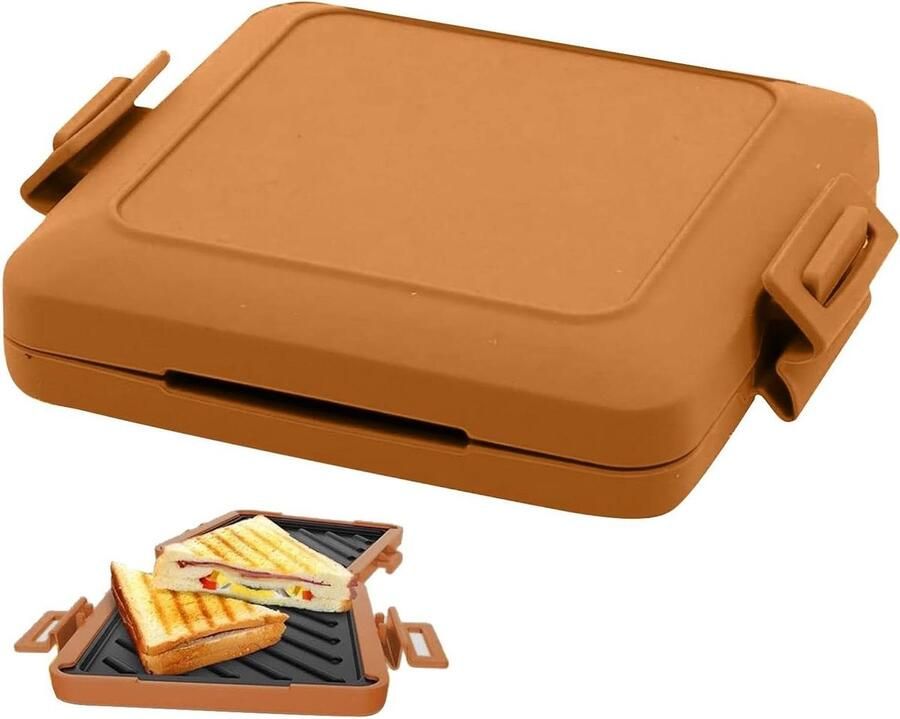 Magnetron Toastie Maker Tosti Apparaat Snel Tosti's Maken Gelijkmatige Hittegolf Technologie 15.9 x 5.3 cm Bruin