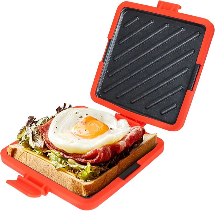 Magnetron Toastie Sandwich Maker Magnetron Toastie Maker Veelzijdige Kleine Broodrooster Gemakkelijk Schoon te Maken en Op te Bergen Perfect voor het Koken van Ontbijt Gegrilde Kaas Snacks (Rood)