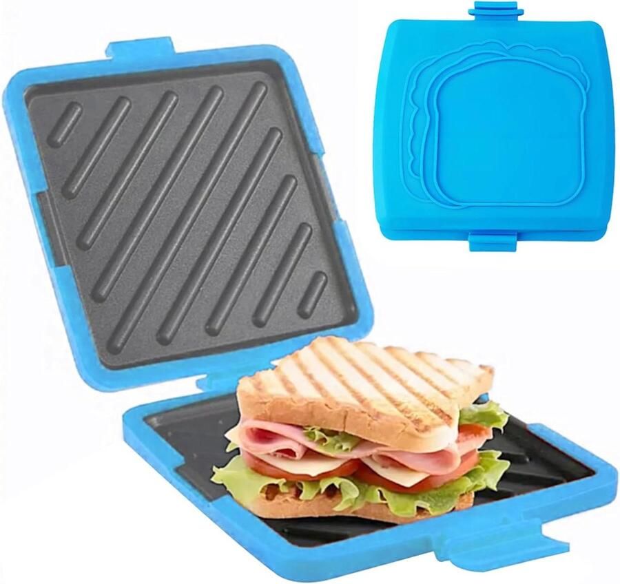 Magnetron Toastie Sandwich Maker Siliconen Magnetron Toastie Maker Geen Elektriciteit Draadloos (Blauw) Magnetron Sandwich Broodrooster Micro Camping