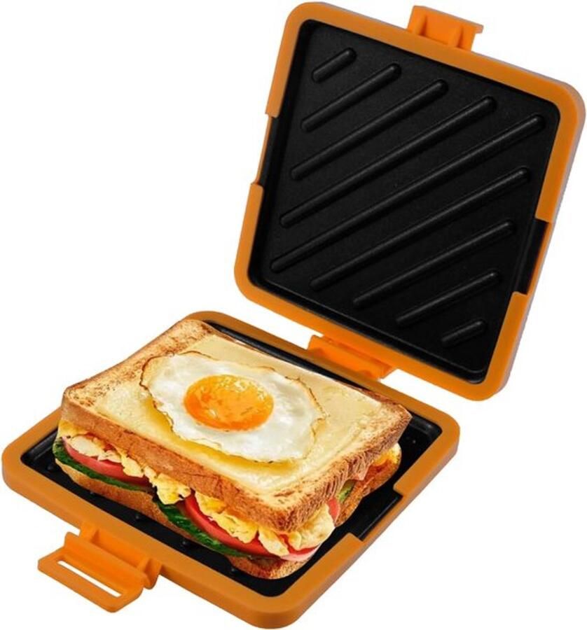 Magnetron Tosti-Apparaat Magnetron Toastie Maker Siliconen Kookgerei Gemakkelijk Schoon Te Maken En Op Te Bergen Antiaanbakplaat Voor Het Maken Van Knapperige Sandwiches (Oranje)