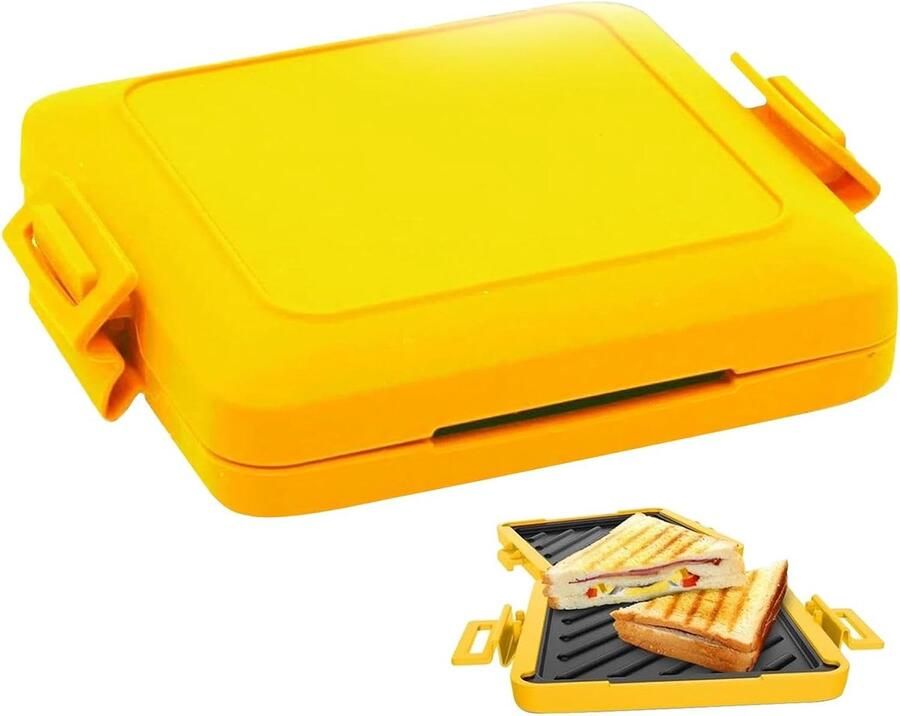 Magnetron Toastie Maker Sandwich Grill Snelle Lunch Maken Vaatwasmachinebestendig 18 x 14 cm Geel