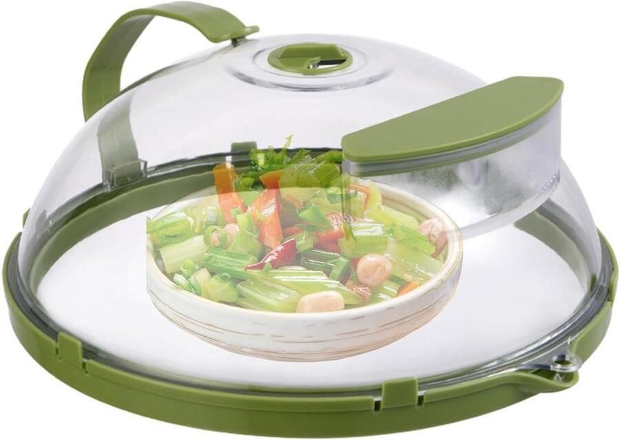 Magnetron voedselafdekking Spatdeksel keuken Maaltijden opwarmen Met stoomfunctie 29 cm breed Transparant - Foto 1