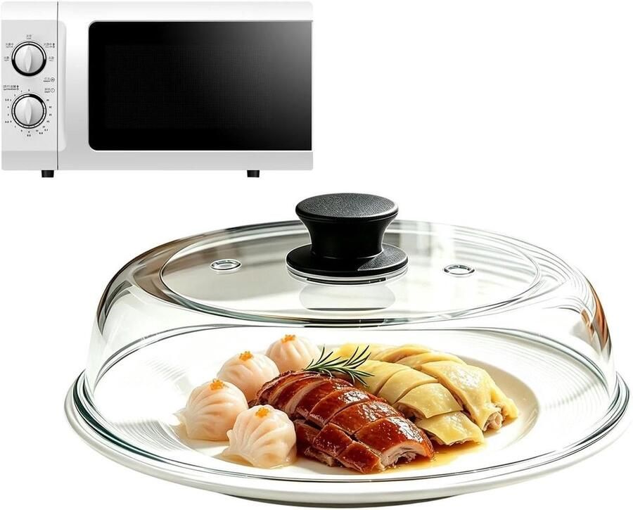 Magnetron Voedseldeksel Spatdeksel Ovenschalen Schoon Koken Gelijkmatige Verwarming 26 cm Glas