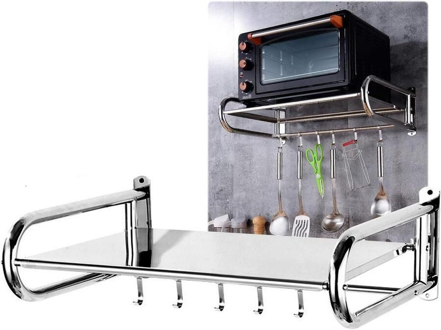 Magnetron Wandbeugel Oven Plank Keuken Opbergen Verdikt Roestvrij Staal Tot 60 cm Zilverkleurig