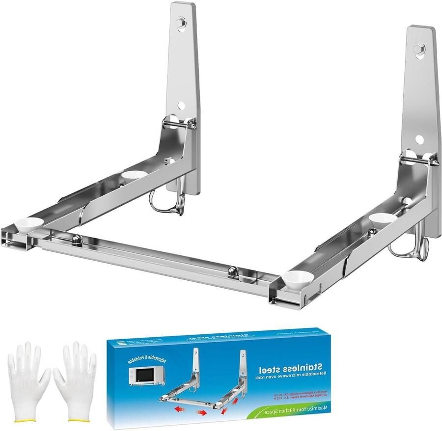 Magnetron Muurbeugel Oven Plank Keuken Opbergen Verstelbaar & Opvouwbaar Max 50kg Zwart