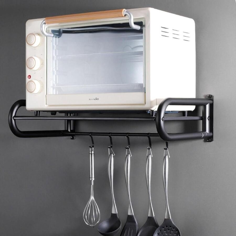 Magnetron Wandrek Keuken Organizer Keuken Opbergen Met Afneembare Haak 40 cm Zwart